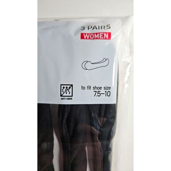 Uniqlo Padded Footsies 3 Pack Black No Show Size 7.5 - 10 - Picture 4 of 7